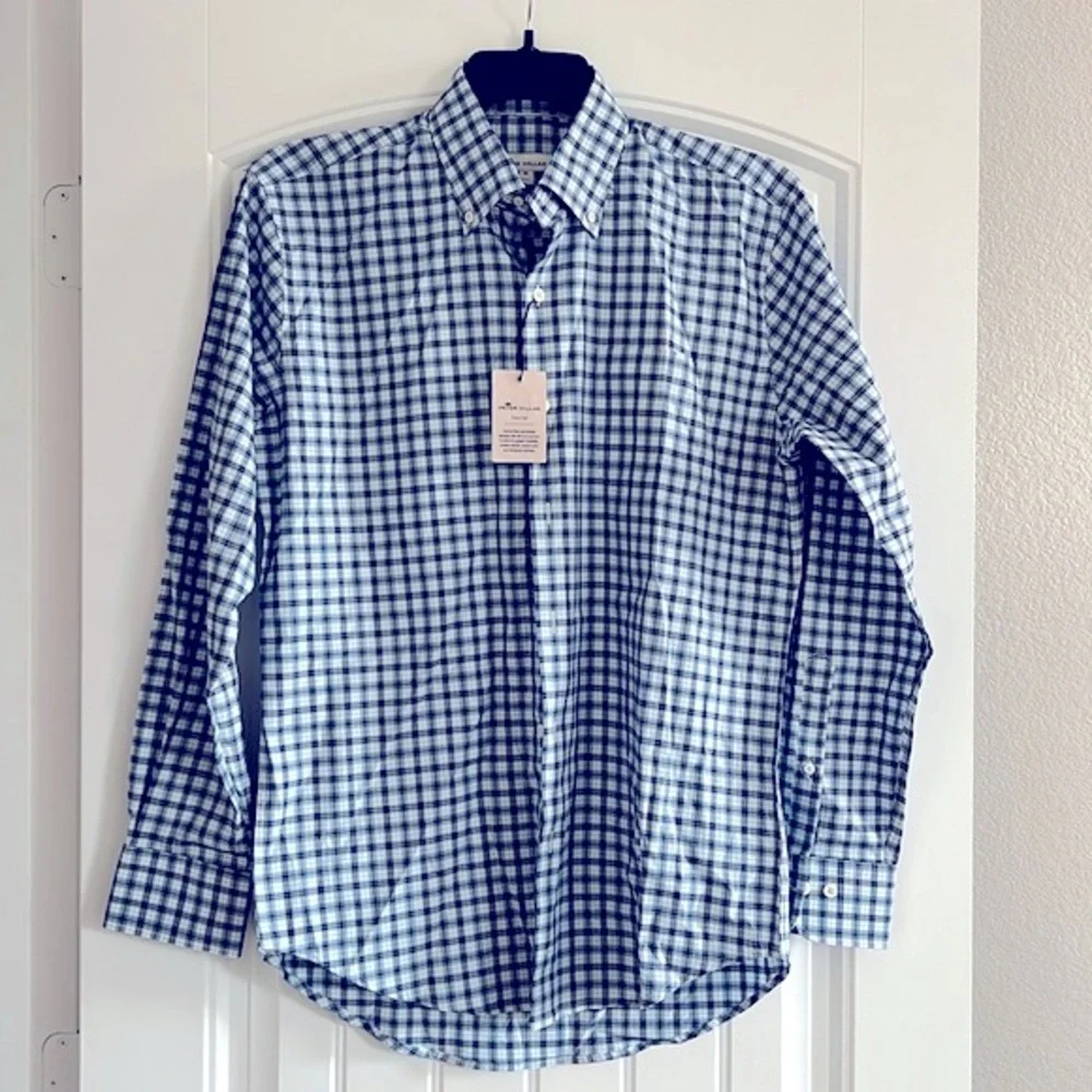 Peter Millar Crown Soft Cotton Silk Sport Shirt in Blue, Size M, New w/Tag $148 - Picture 2 of 9